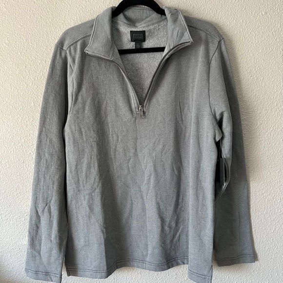 14th & Union Mens Quarter Zip Grey Long Sleeve New Pullover Sweater Medium - Picture 6 of 8